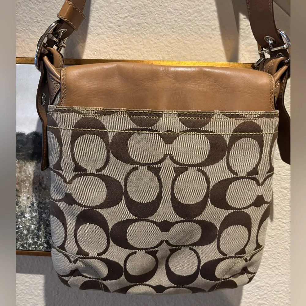 Coach Signature Canvas and Leather Crossbody Bag in Tan - Picture 5 of 10